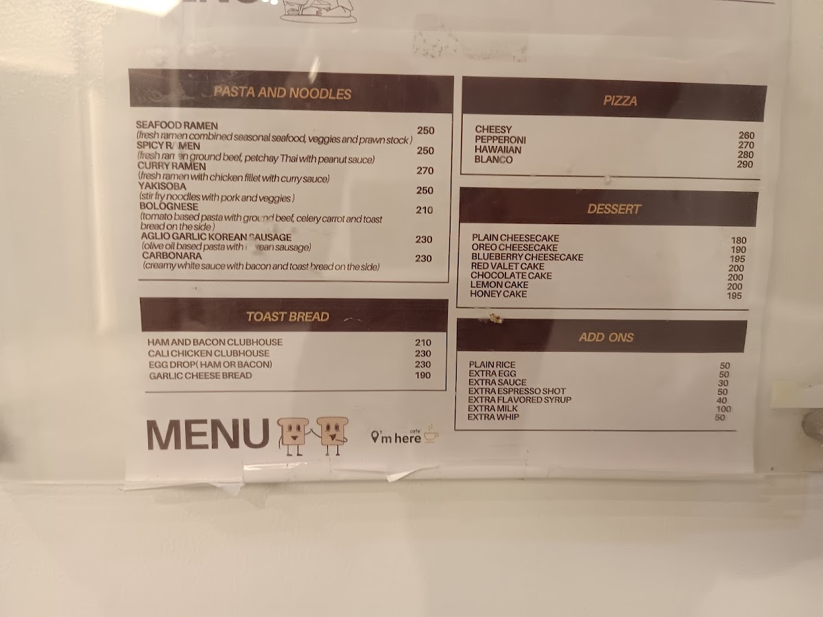 Cafe I'm Here Photo Menu 1