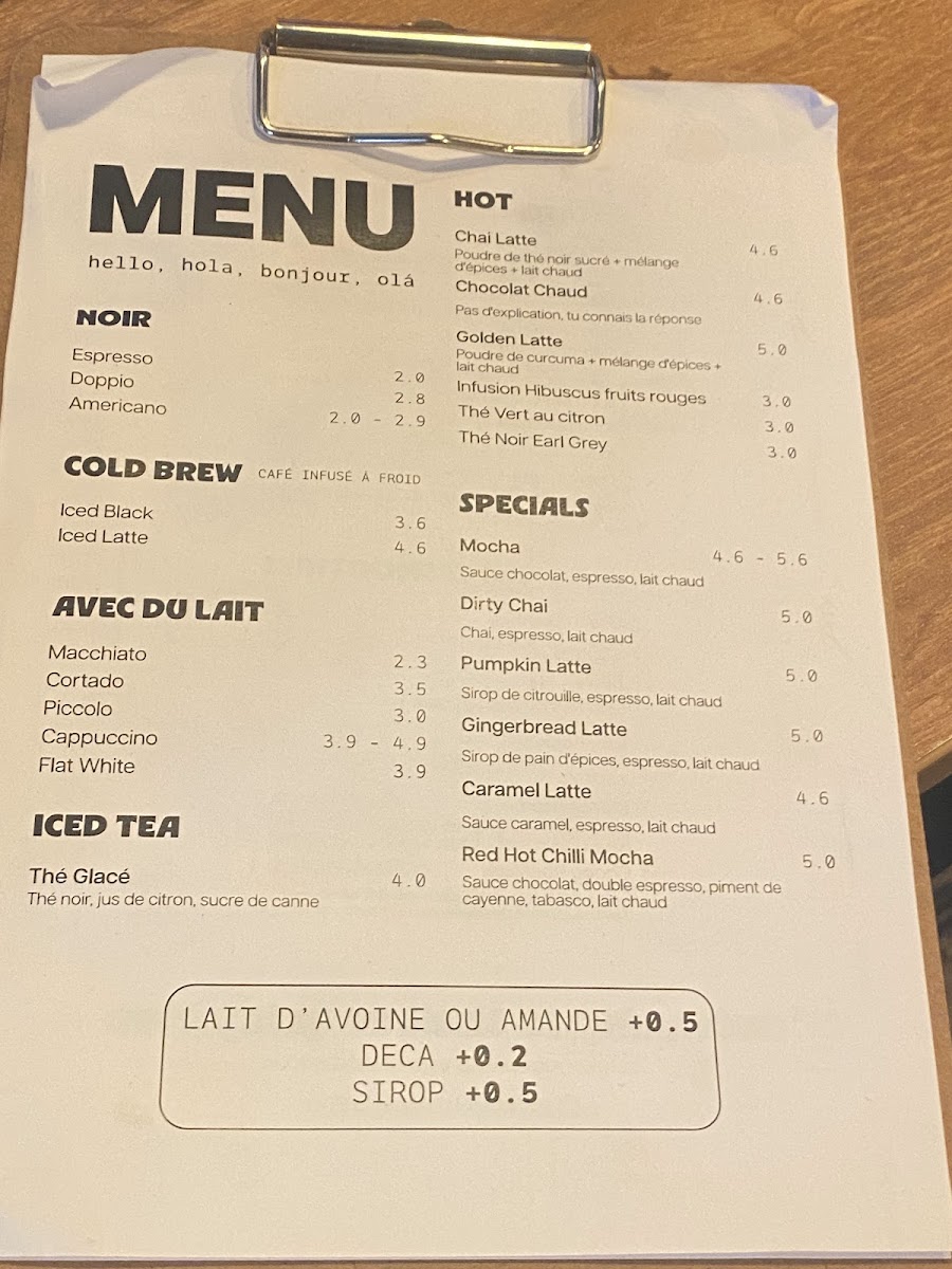 Coffee Club Montpellier Photo Menu 1