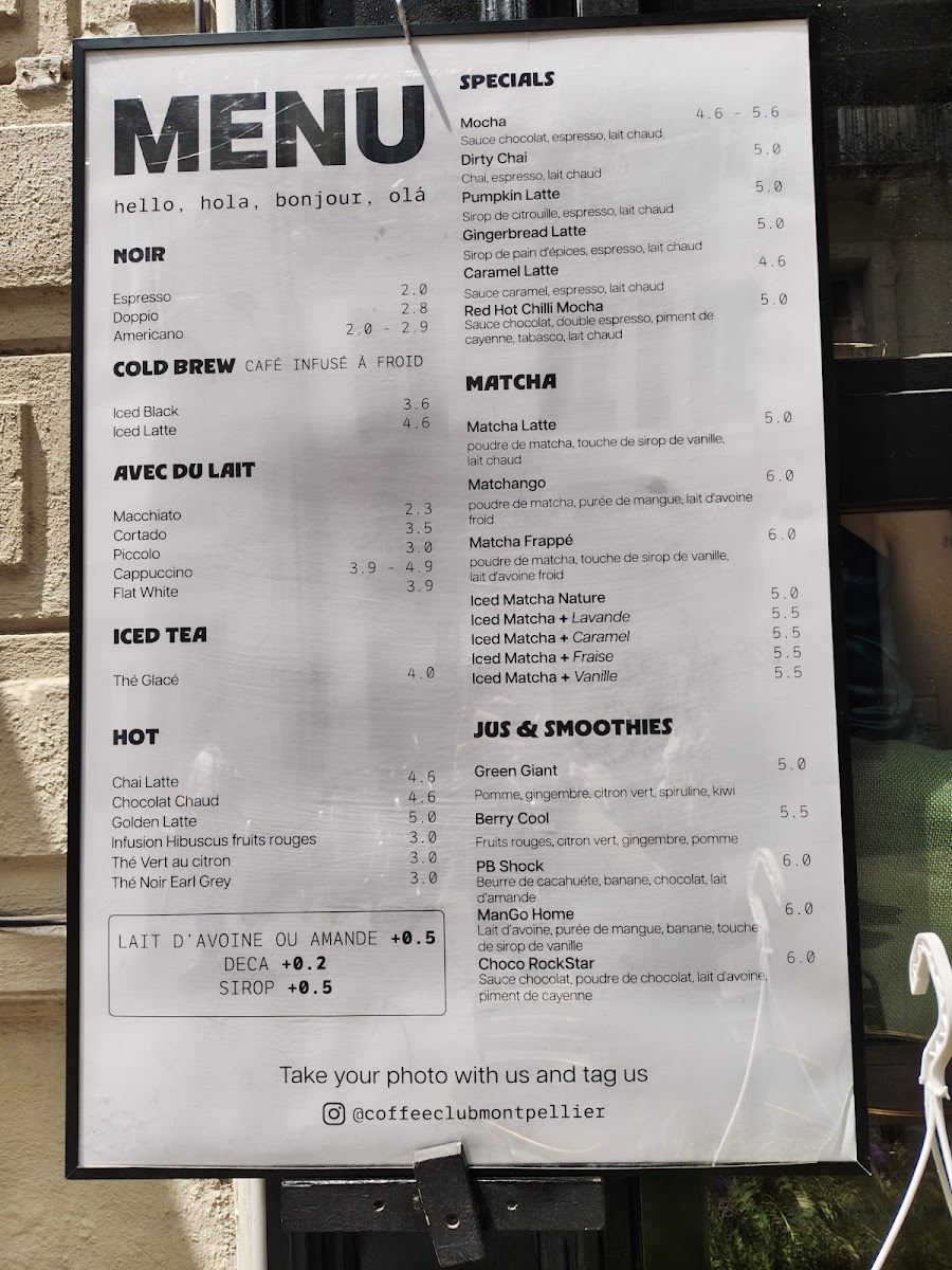 Coffee Club Montpellier Photo Menu 10