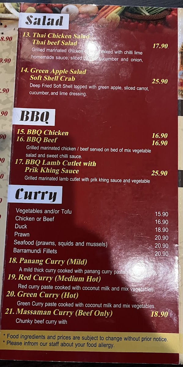 Lugarno Thai Restaurant Photo Menu 4