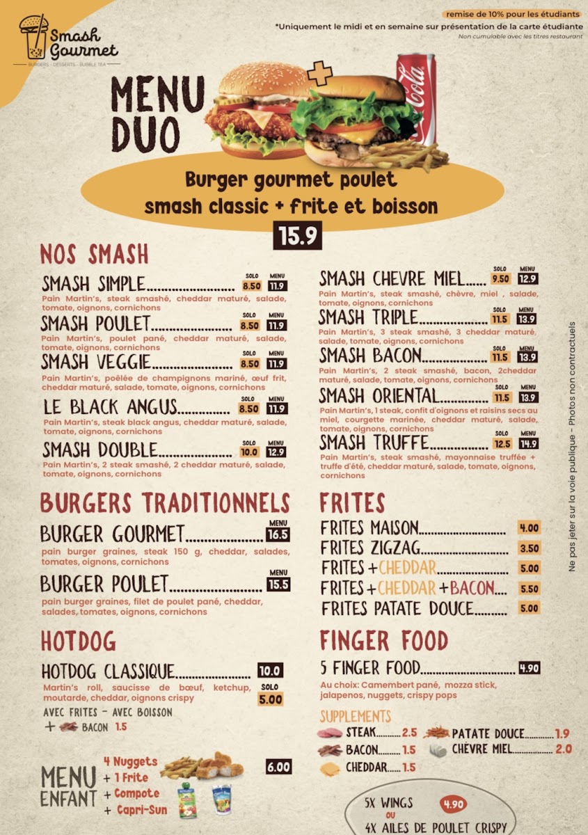 Smash Gourmet Photo Menu 1