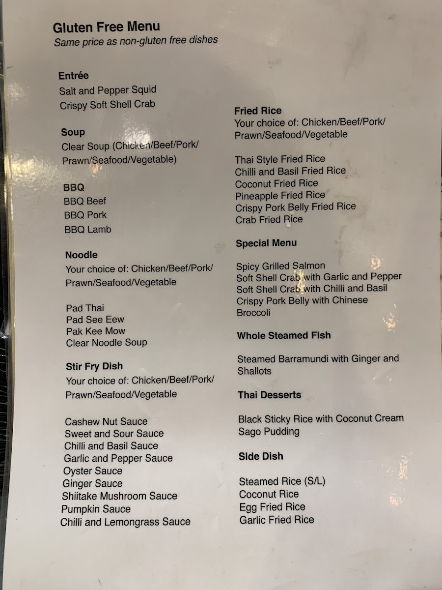 Thai Kitchen Glenrose Photo Menu 2