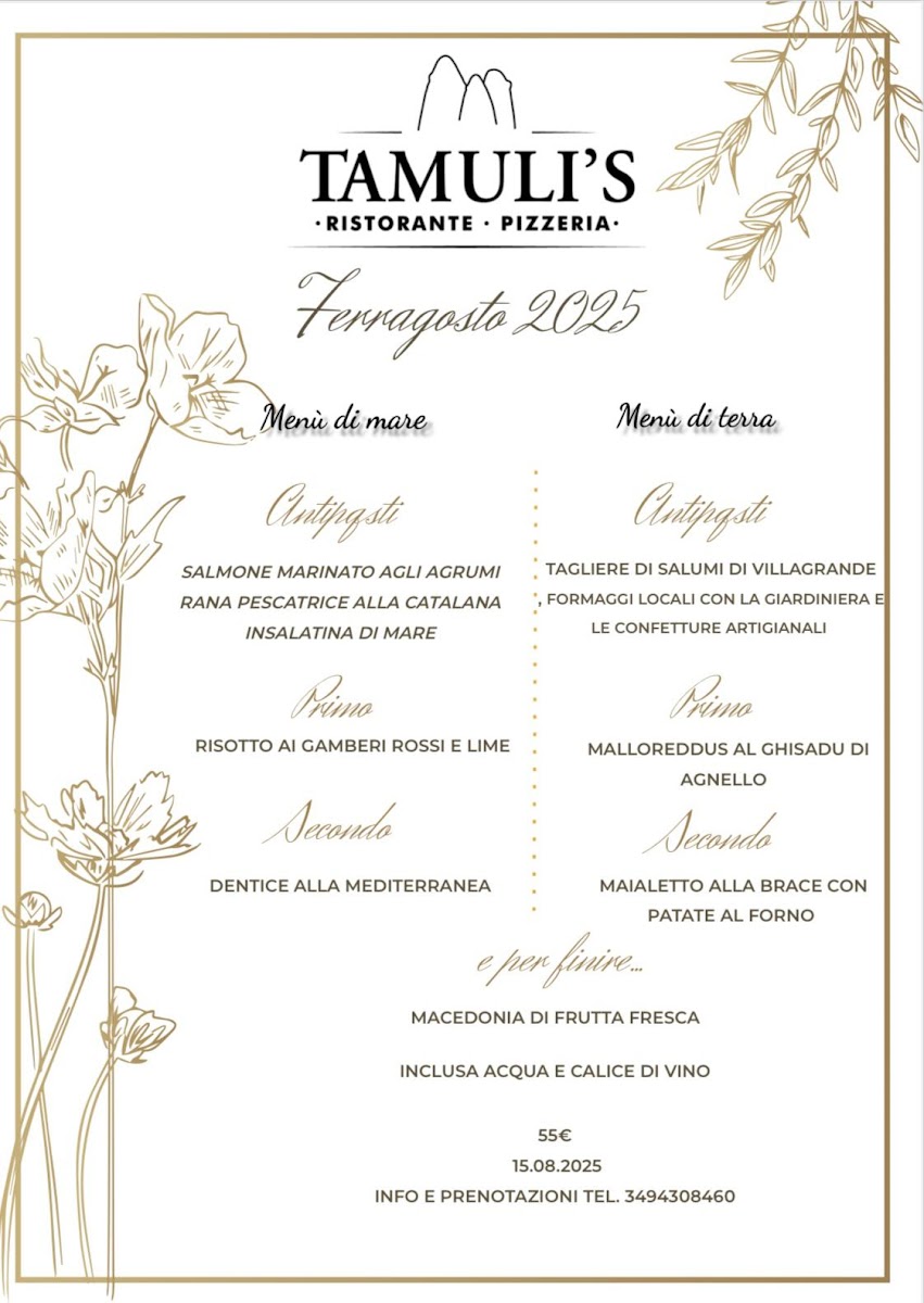 Ristorante Pizzeria Tamuli's Photo Menu 1