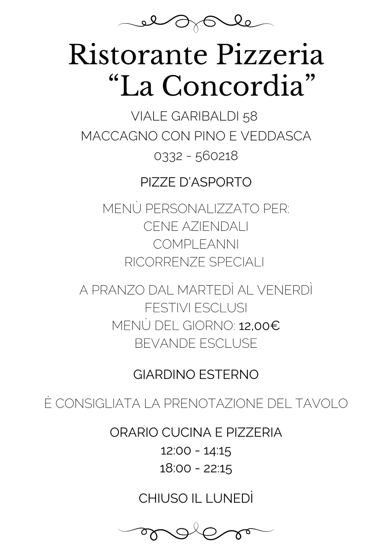 Ristorante Pizzeria La Concordia di Maccagno Photo Menu 10