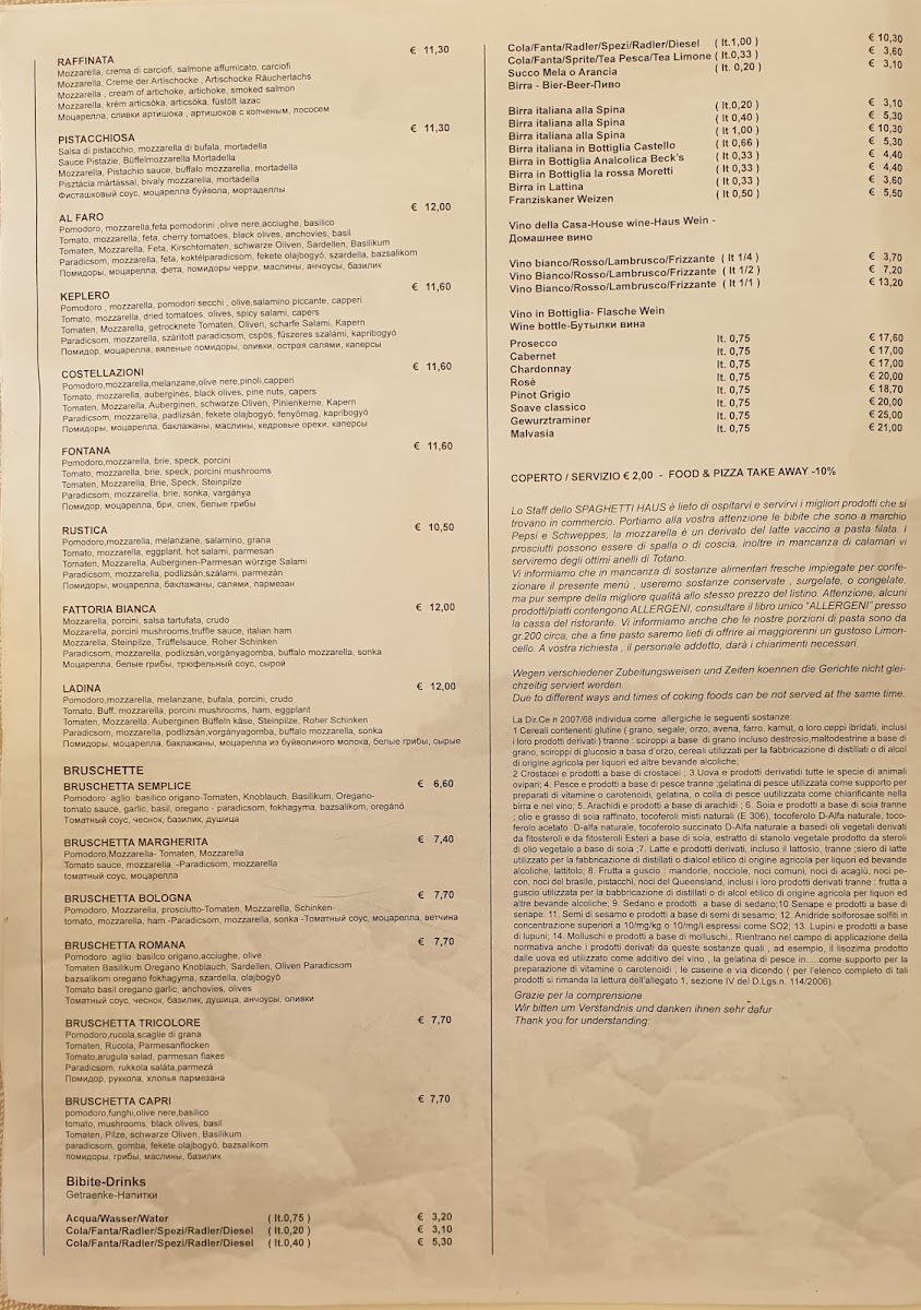 Spaghetti Haus bibione Photo Menu 1