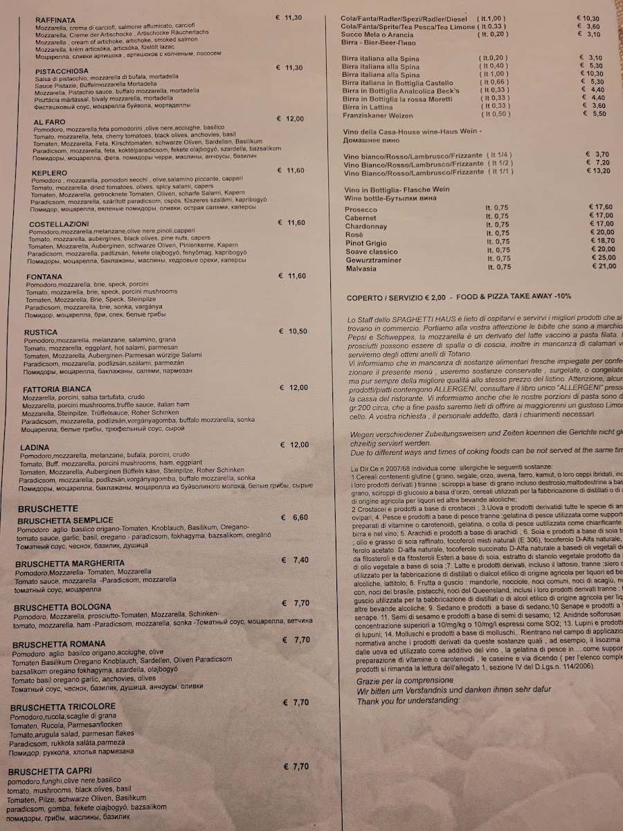 Spaghetti Haus bibione Photo Menu 10