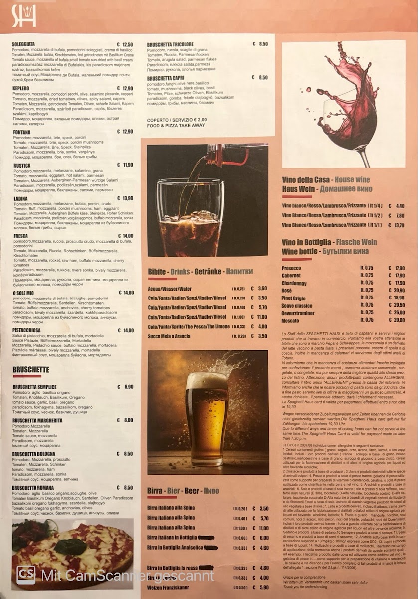 Spaghetti Haus bibione Photo Menu 6