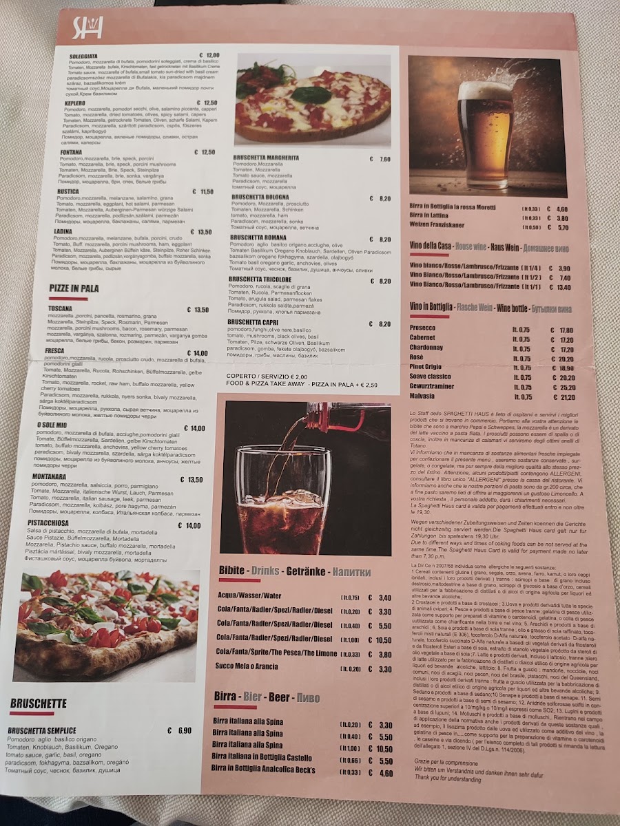 Spaghetti Haus bibione Photo Menu 9