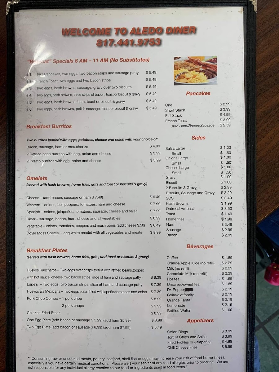 Aledo Diner Photo Menu 8