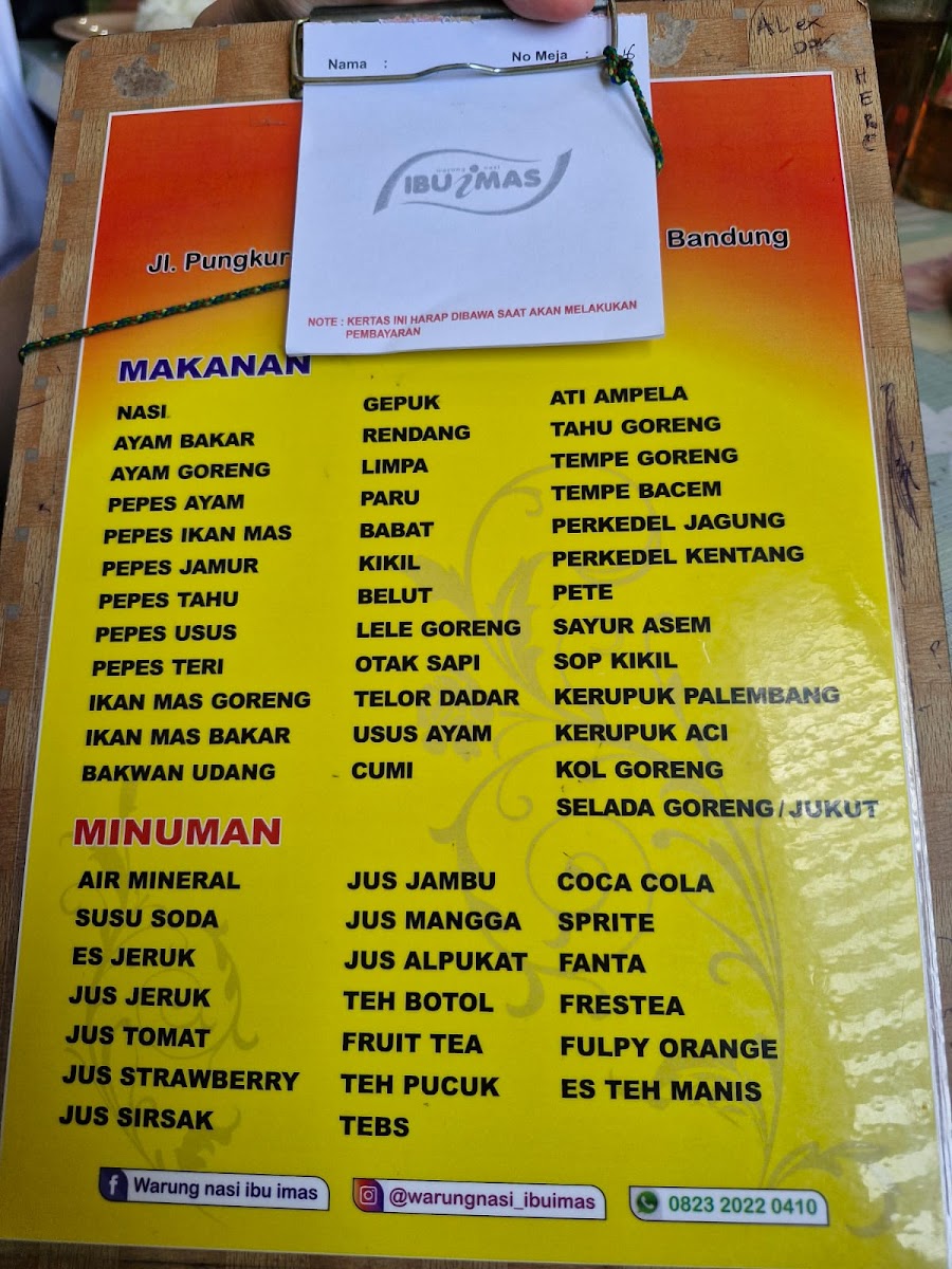 Warung Nasi Ibu Imas Photo Menu 10