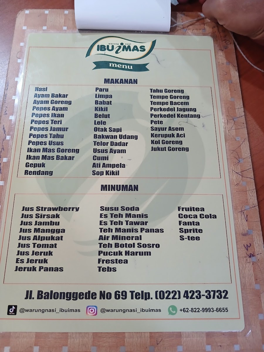 Warung Nasi Ibu Imas Photo Menu 2