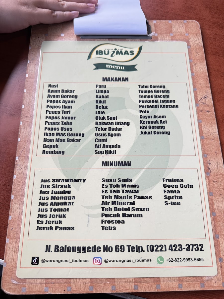 Warung Nasi Ibu Imas Photo Menu 3