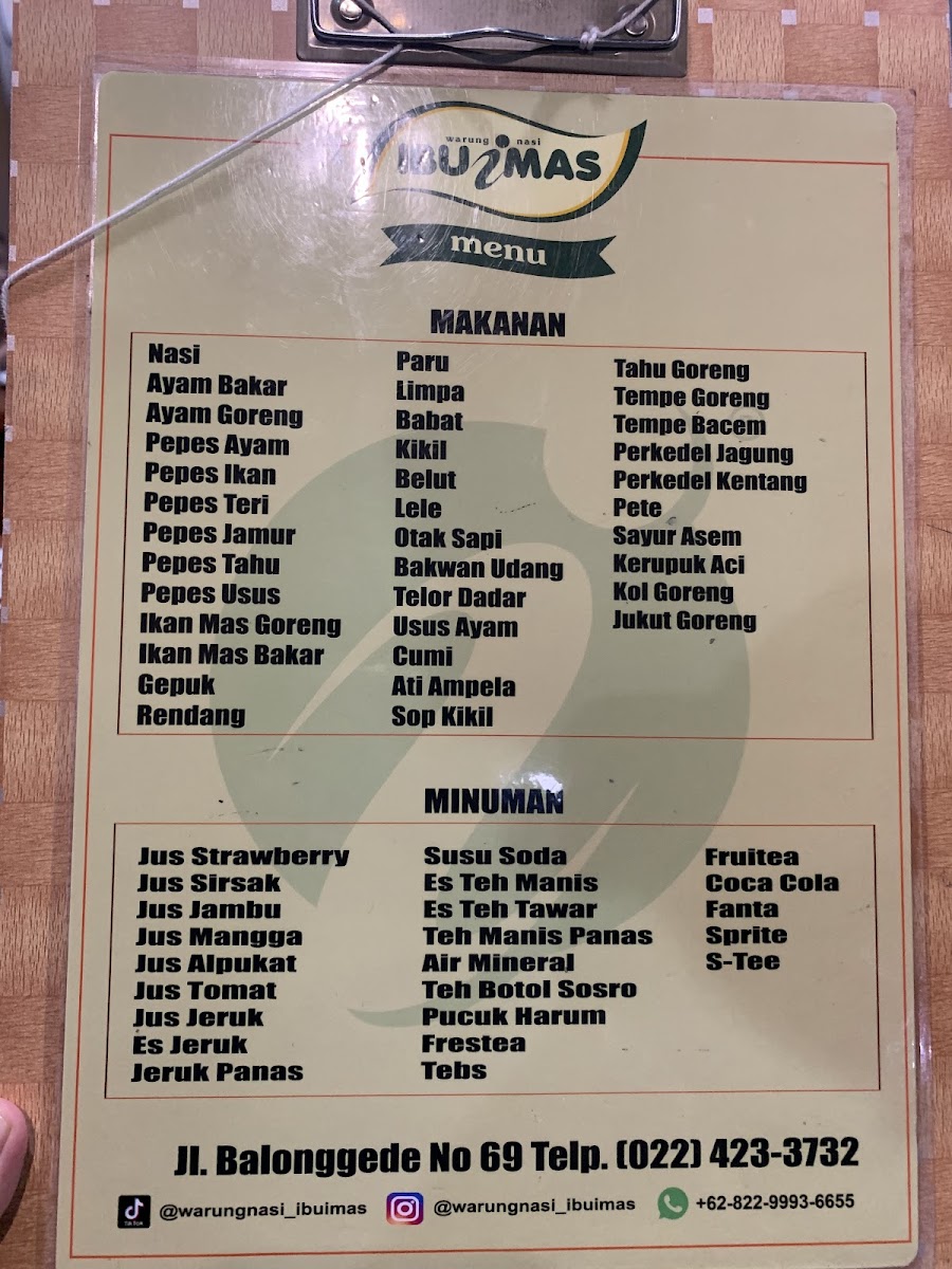 Warung Nasi Ibu Imas Photo Menu 9