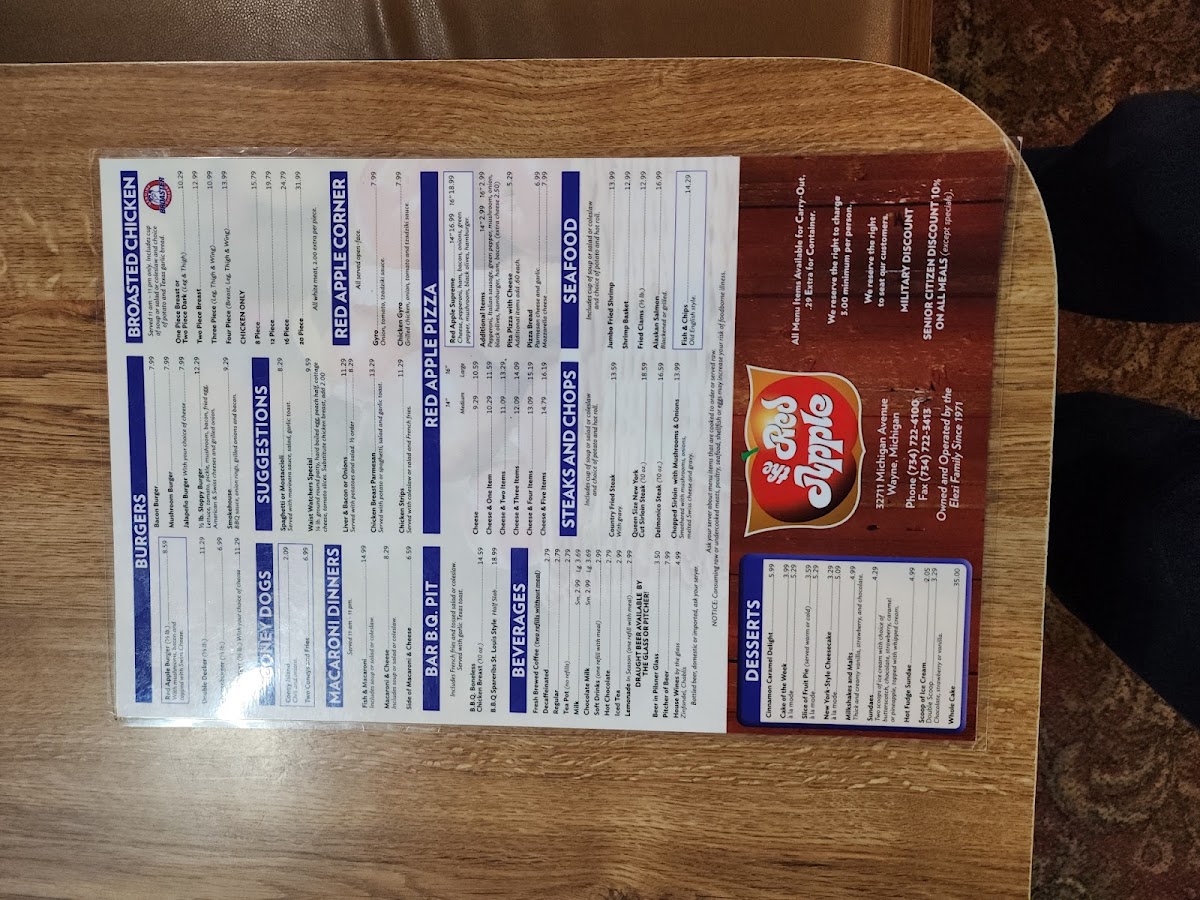 Red Apple Restaurant Photo Menu 1