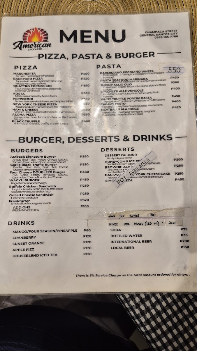 American Backyard Steakhouse Gensan Photo Menu 1