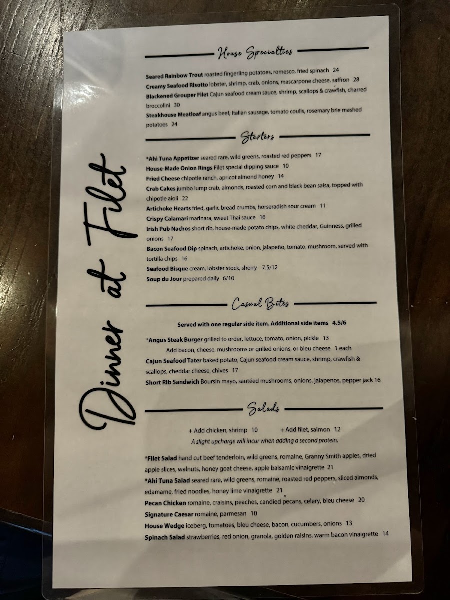Filet Steak and Seafood Photo Menu 3