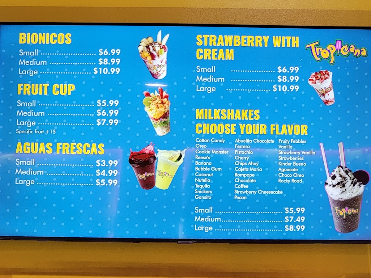 Tropicana Ice Cream Photo Menu 2