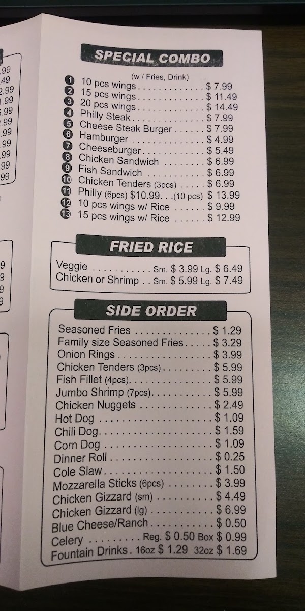 Wing Town Photo Menu 2