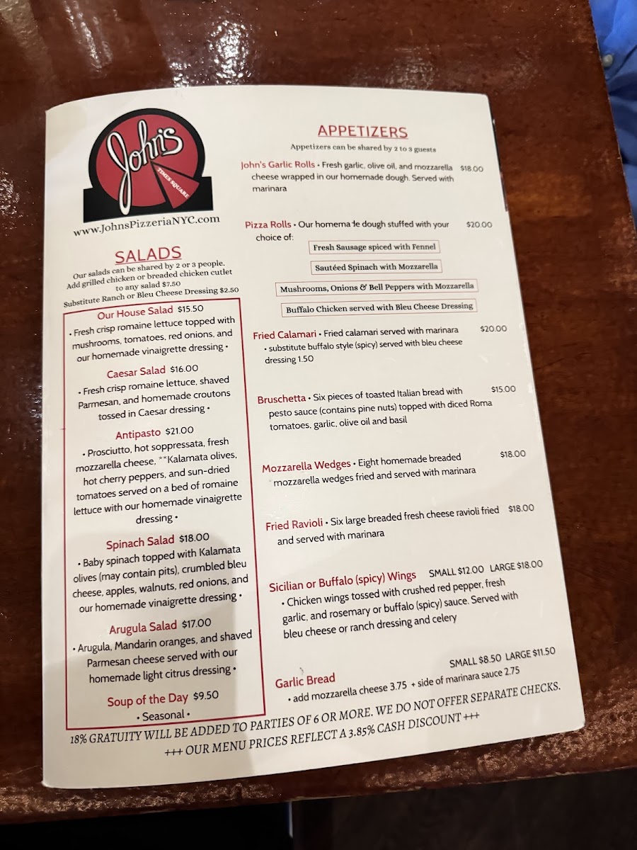 John's Pizzeria of Times Square Photo Menu 6