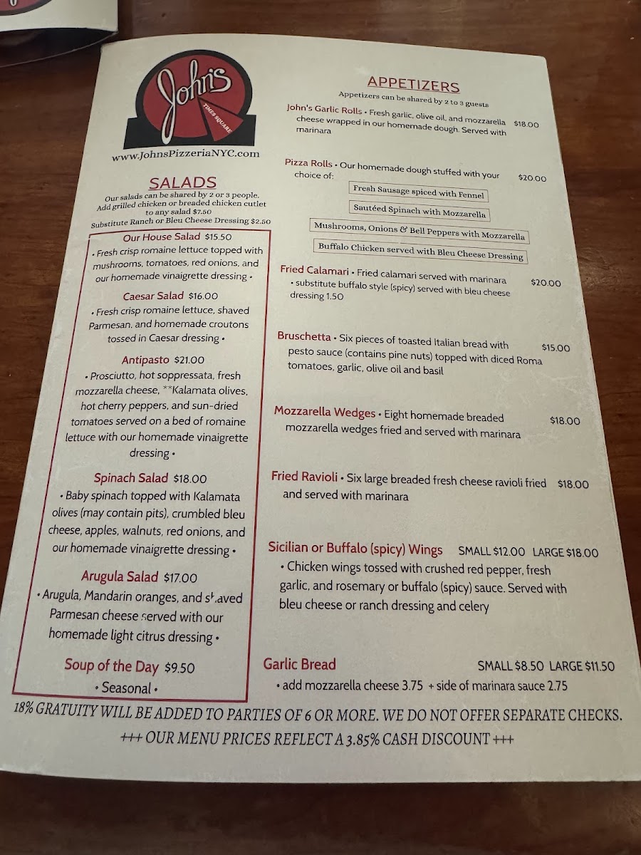John's Pizzeria of Times Square Photo Menu 7