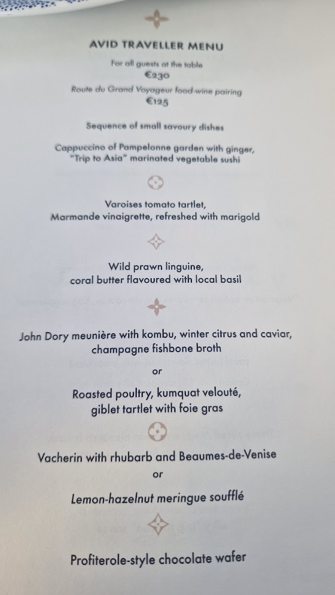 Restaurant Arnaud Donckele & Maxime Frédéric at Louis Vuitton Photo Menu 1