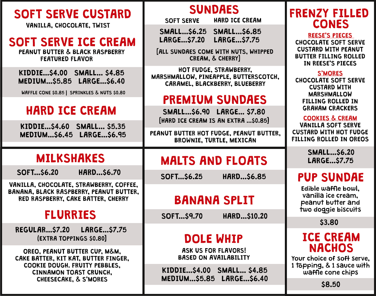 Max's Custard Photo Menu 1