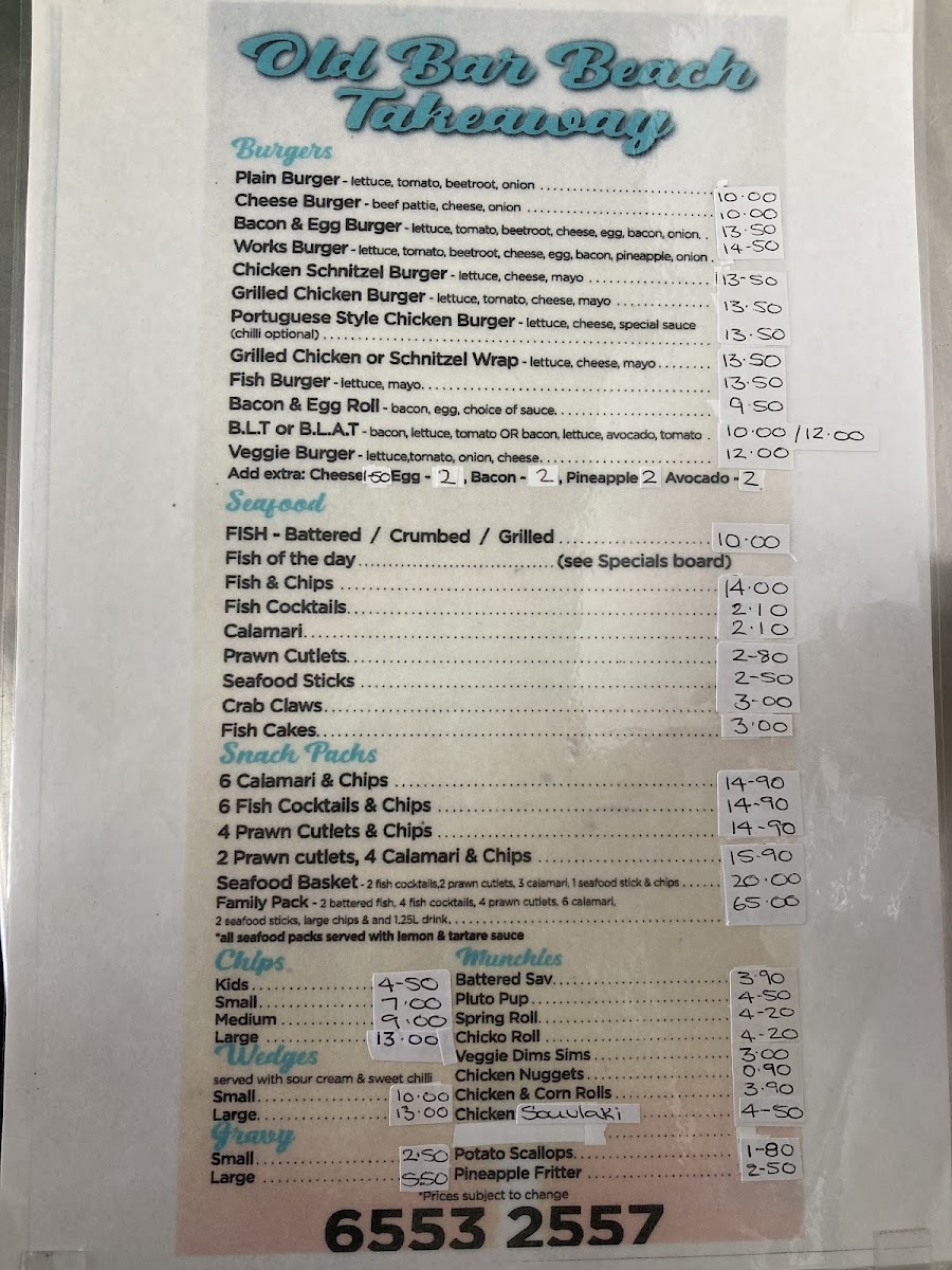Old Bar Beach Takeaway Photo Menu 3