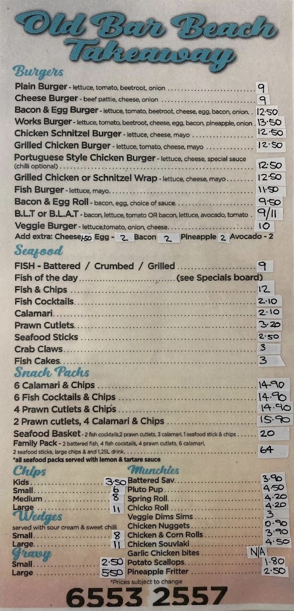 Old Bar Beach Takeaway Photo Menu 5