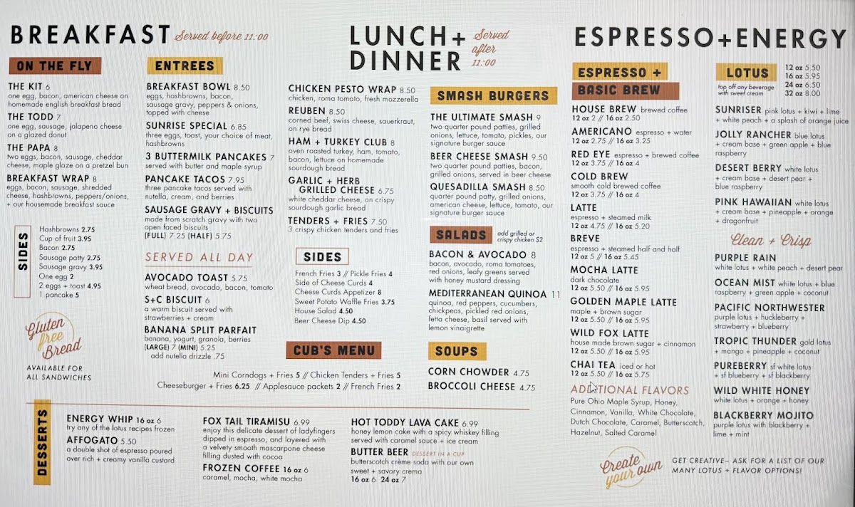 Wild Fox Cafe - Kidron, OH Photo Menu 1