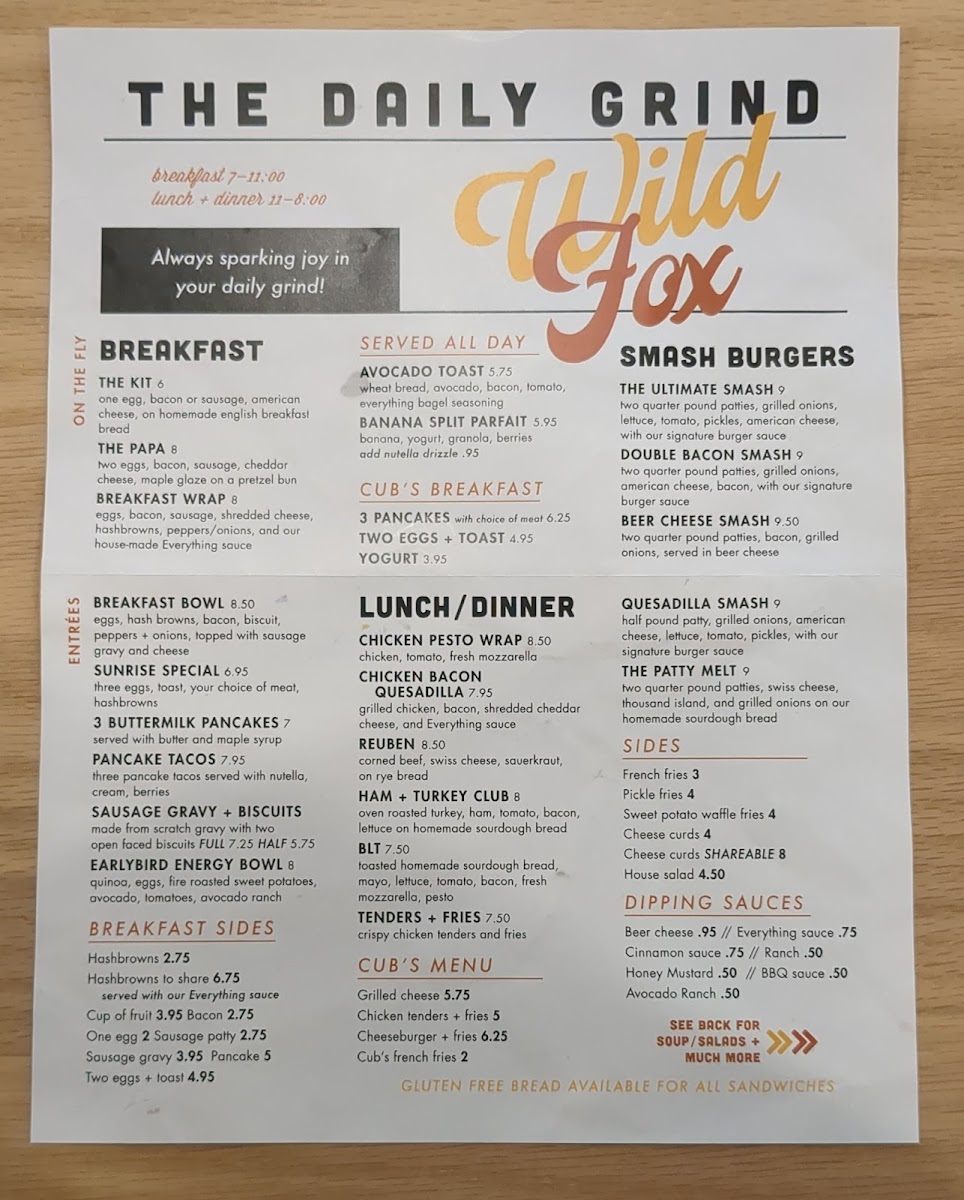 Wild Fox Cafe - Kidron, OH Photo Menu 3