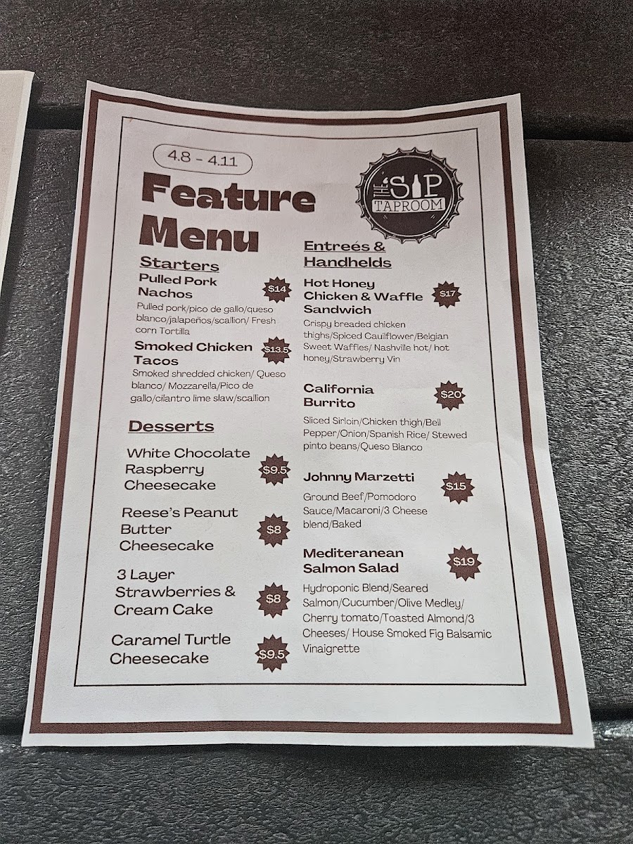 The 'Sip Taproom Photo Menu 9