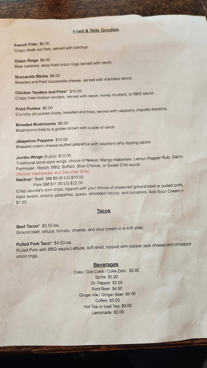 Woodland North Bound Taphouse and Sports Bar Photo Menu 2