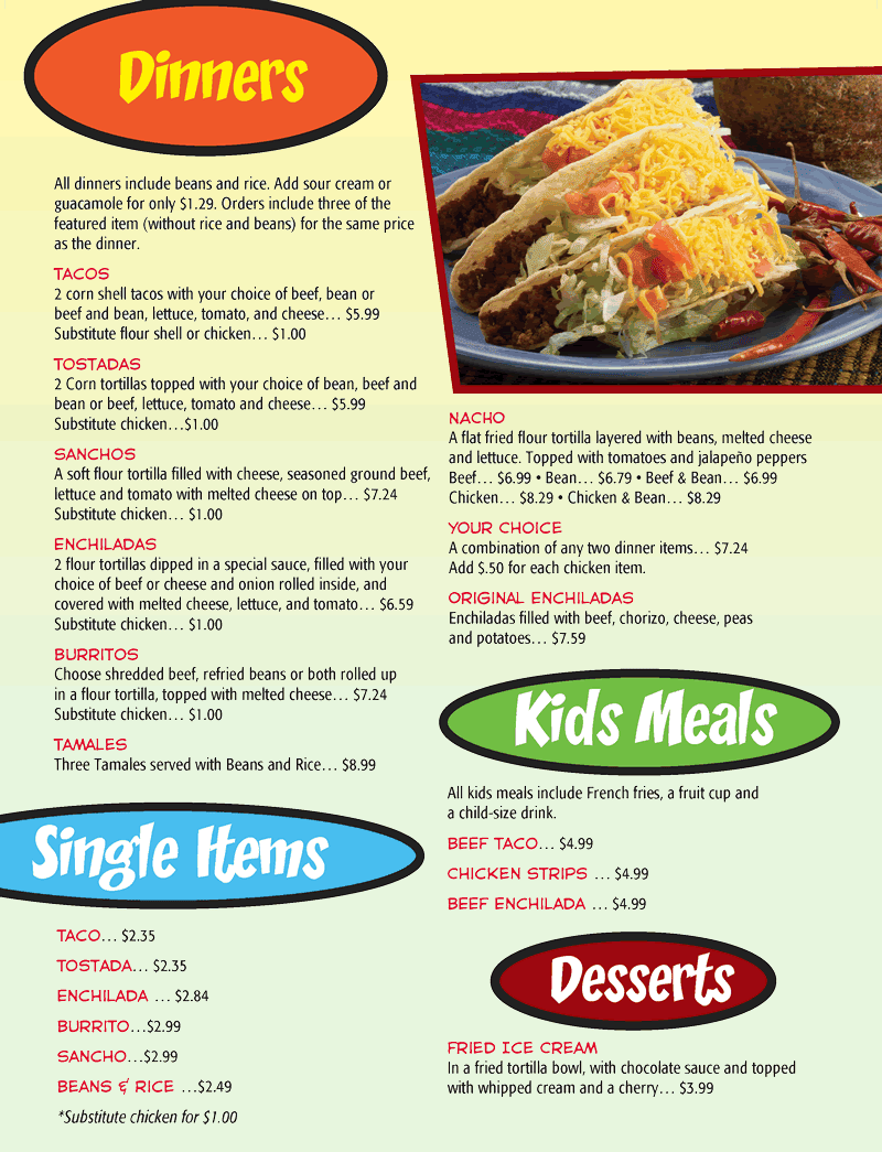 Rudy's Tacos Photo Menu 2