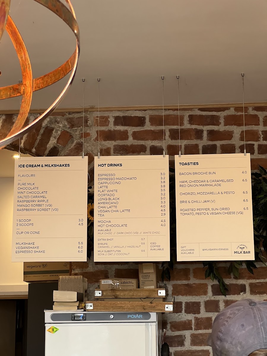 The Original Milk Bar Photo Menu 1