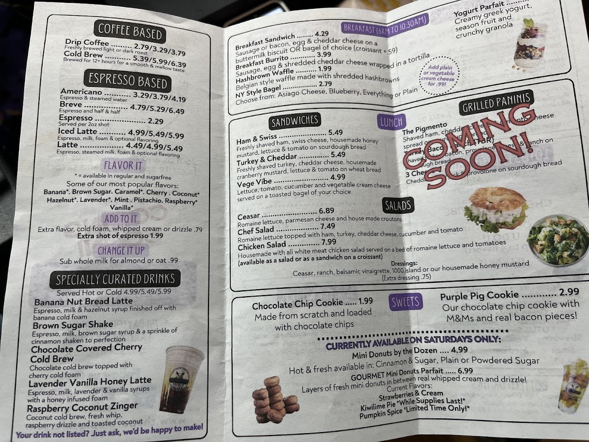The Purple Pig Cafe Photo Menu 2