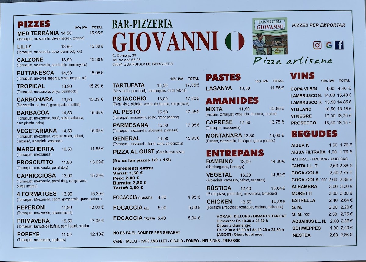 Bar Pizzeria Giovanni Photo Menu 1