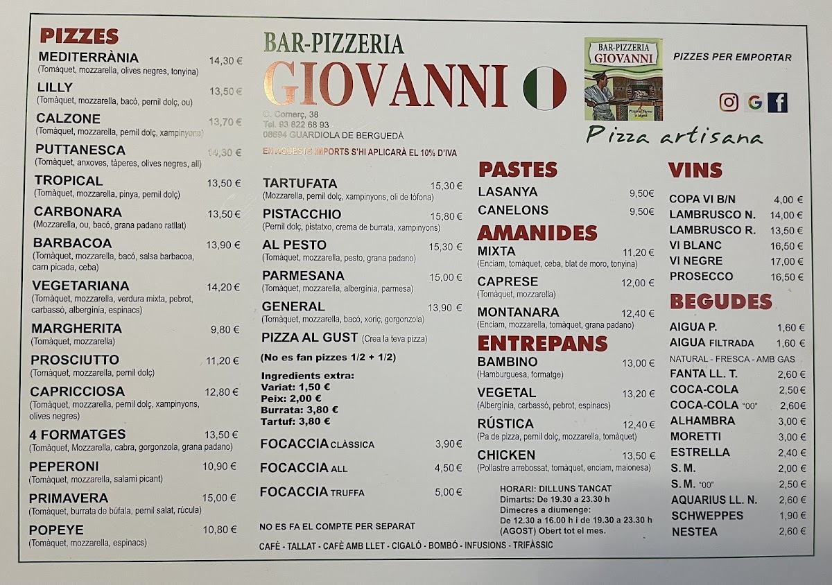 Bar Pizzeria Giovanni Photo Menu 4