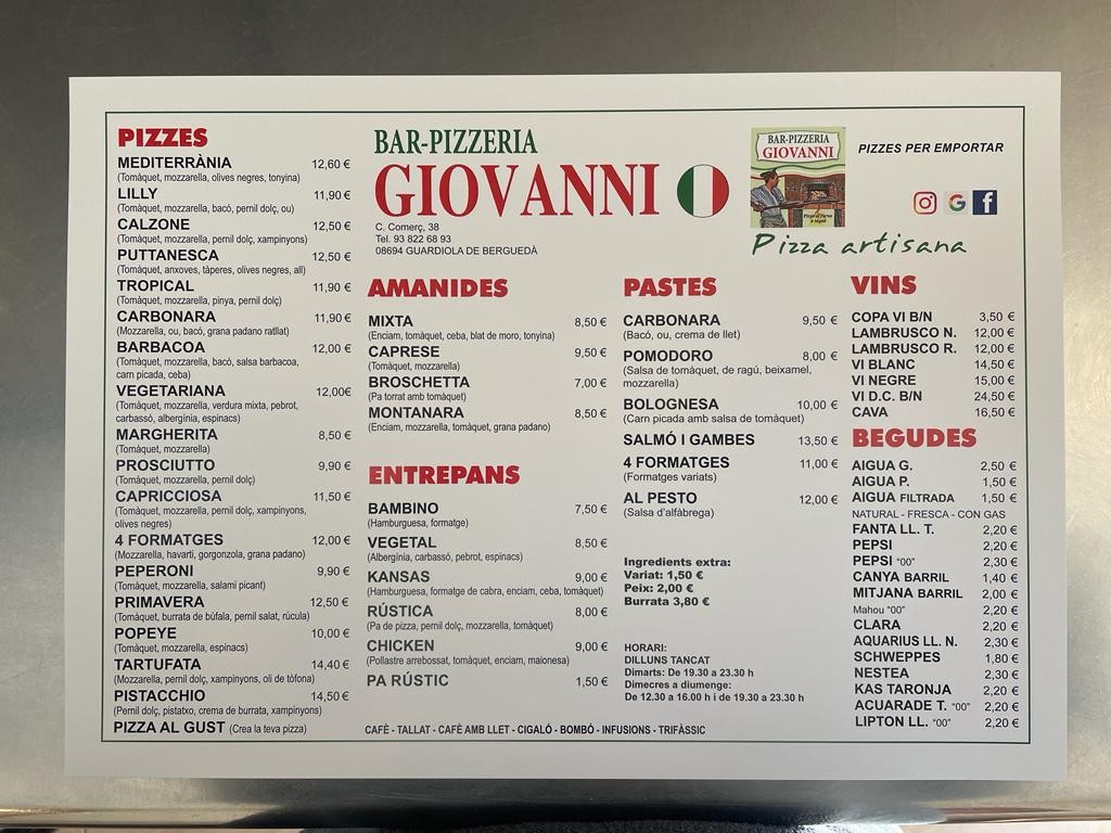 Bar Pizzeria Giovanni Photo Menu 8