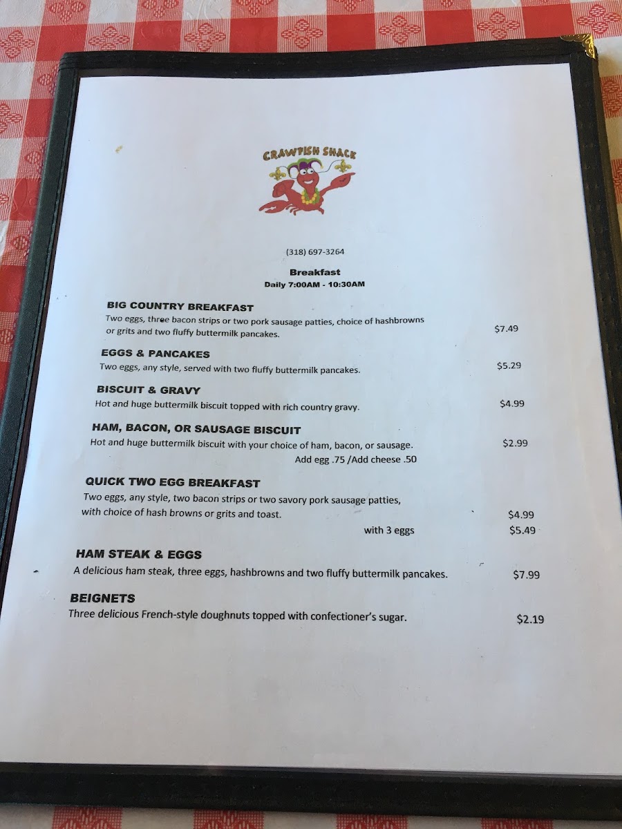 The Crawfish Shack Photo Menu 10