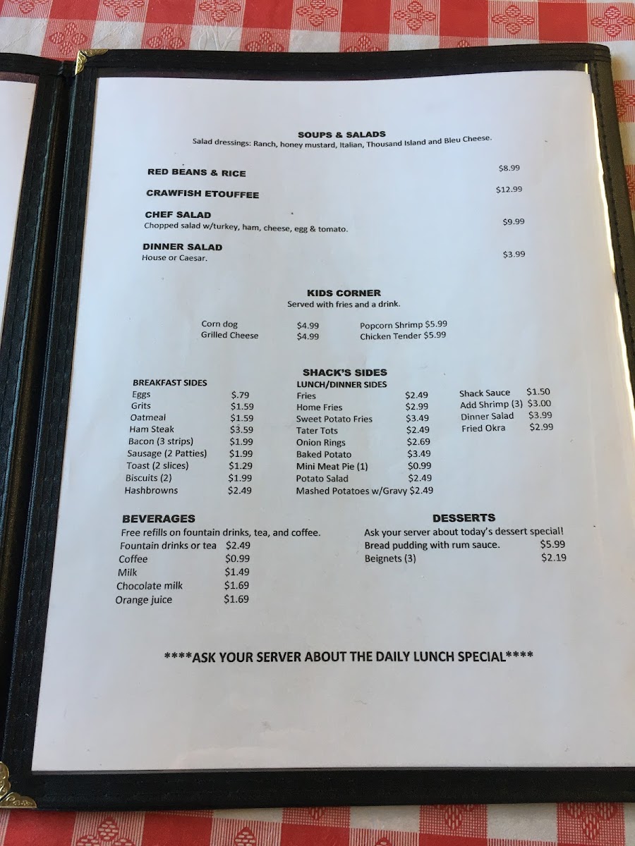 The Crawfish Shack Photo Menu 8