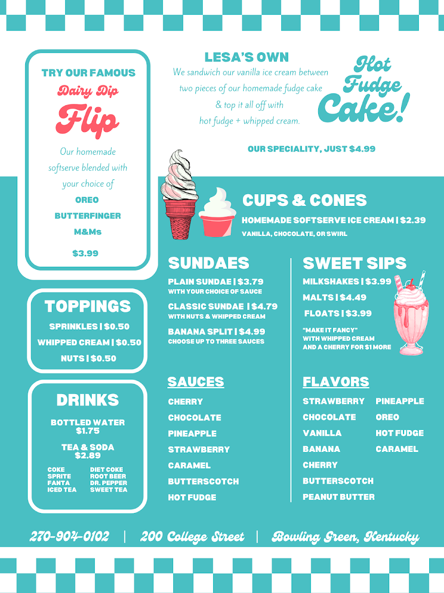 Lesa's Dairy Dip Photo Menu 1
