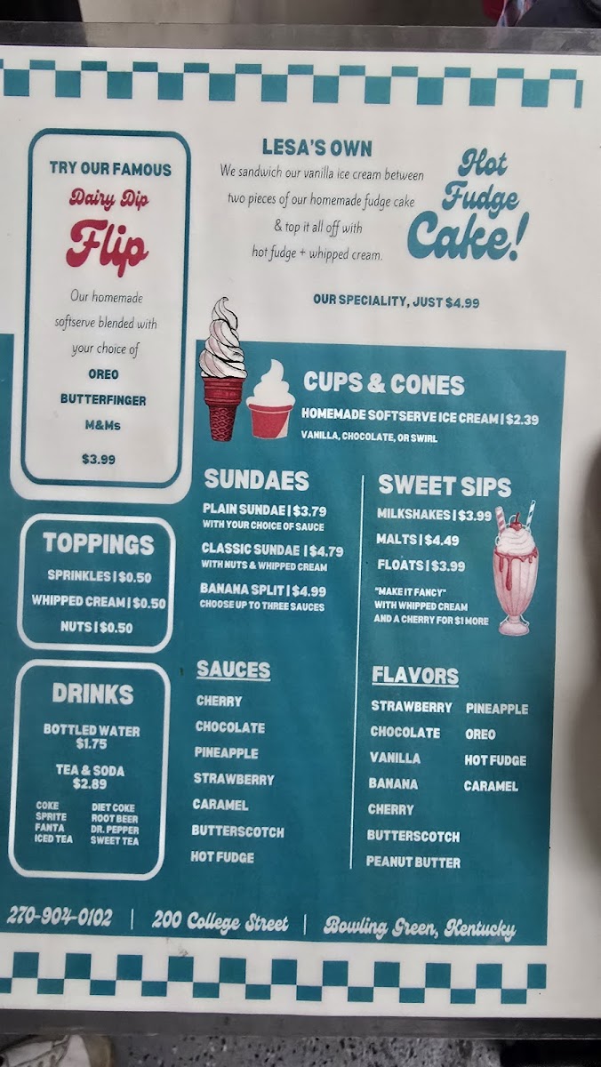 Lesa's Dairy Dip Photo Menu 3