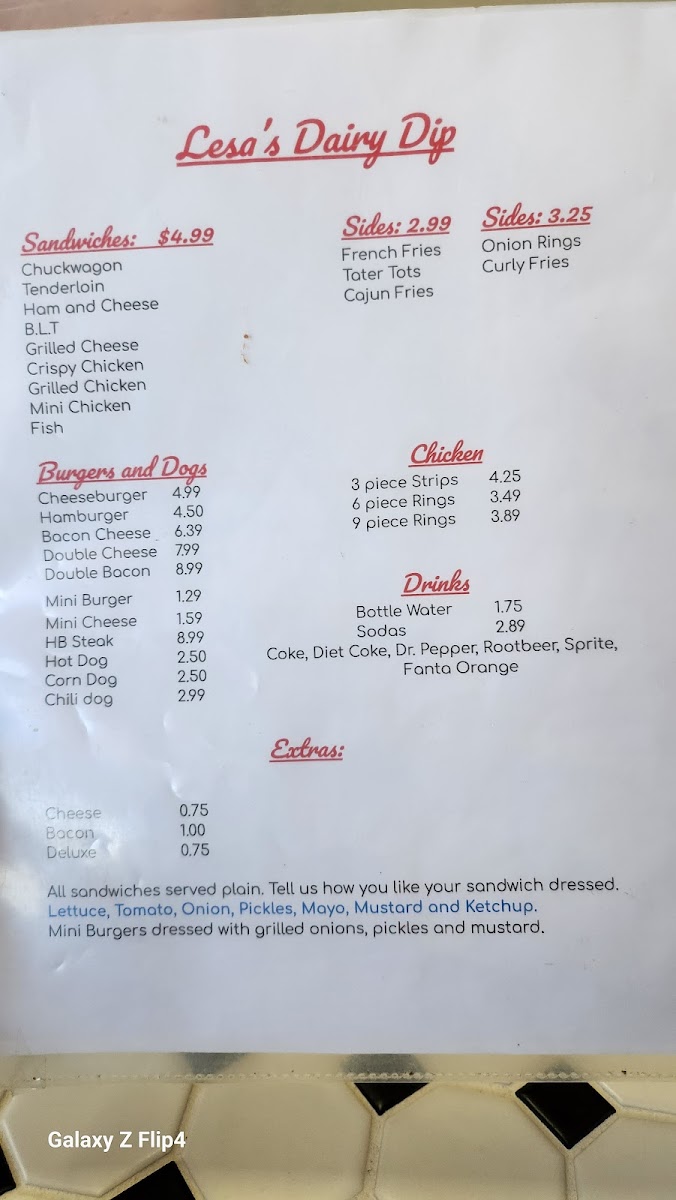 Lesa's Dairy Dip Photo Menu 4