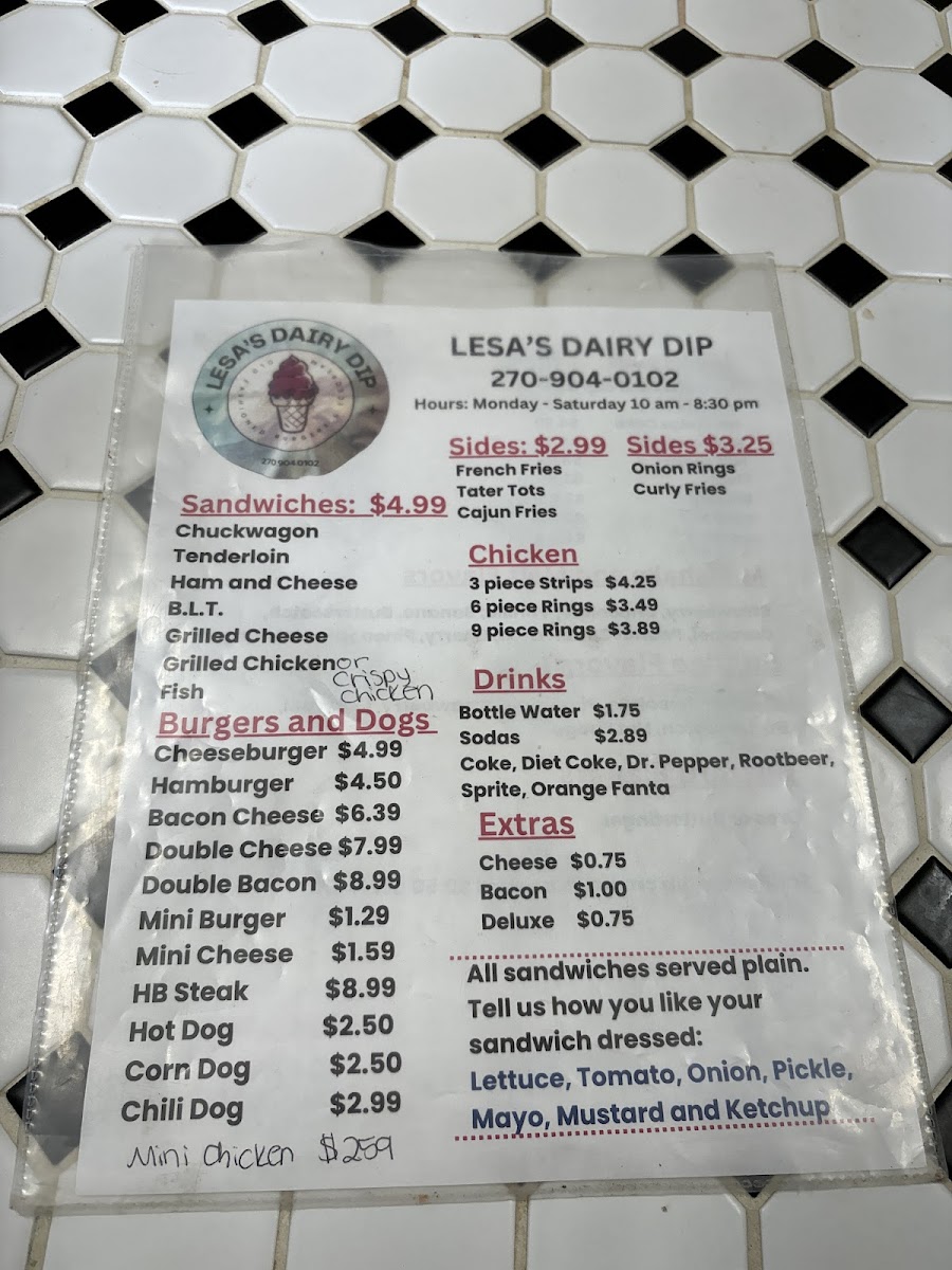 Lesa's Dairy Dip Photo Menu 6