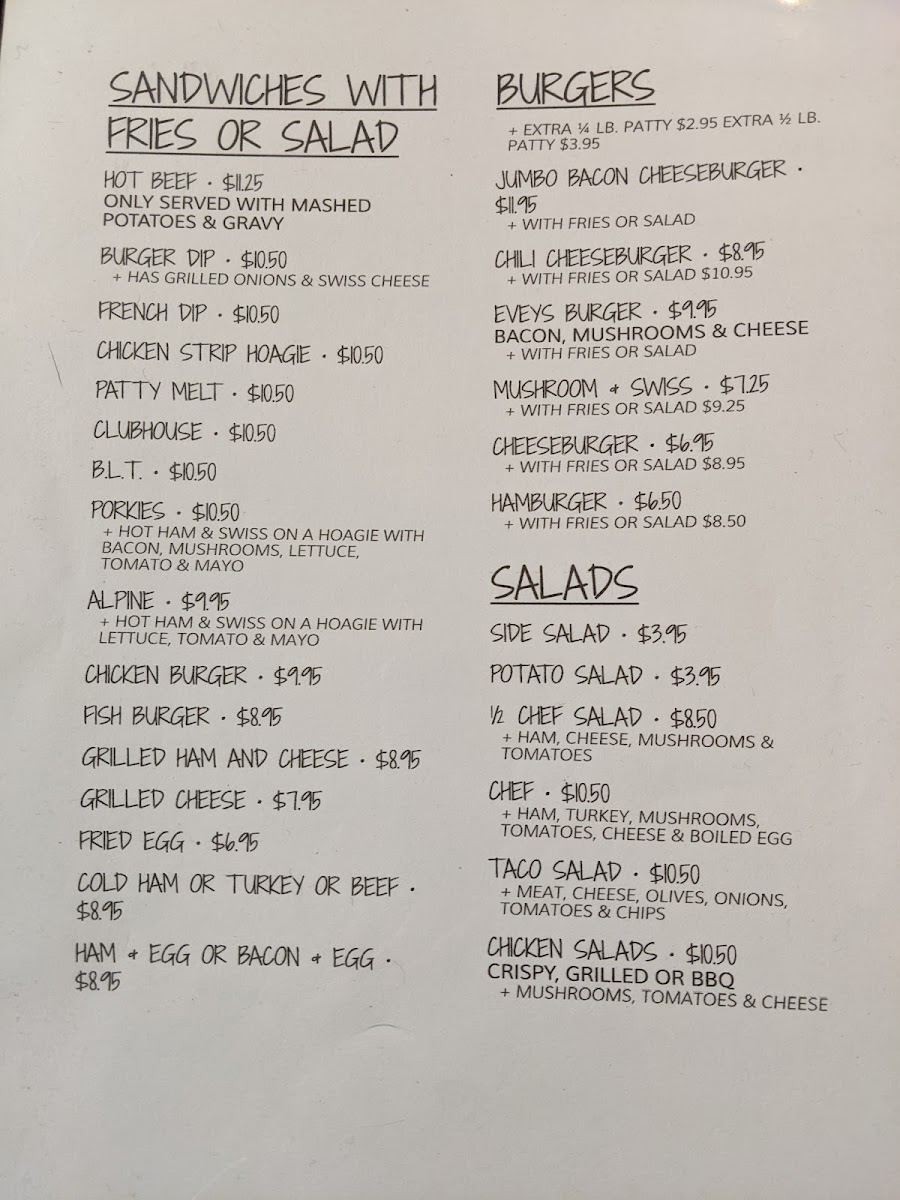 Evey's Cafe Photo Menu 1
