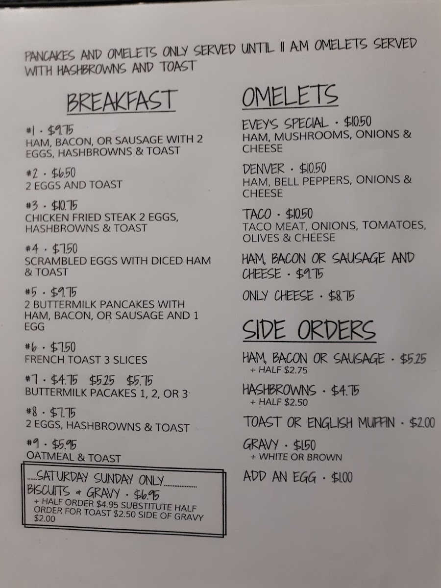 Evey's Cafe Photo Menu 3
