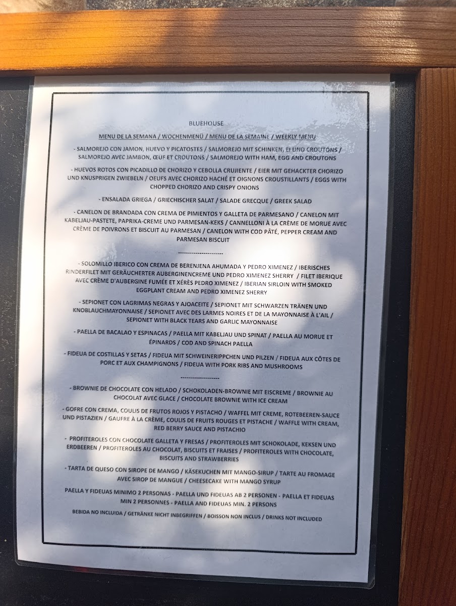 Blue House Restaurant (solo clientes bravo playa) Photo Menu 8