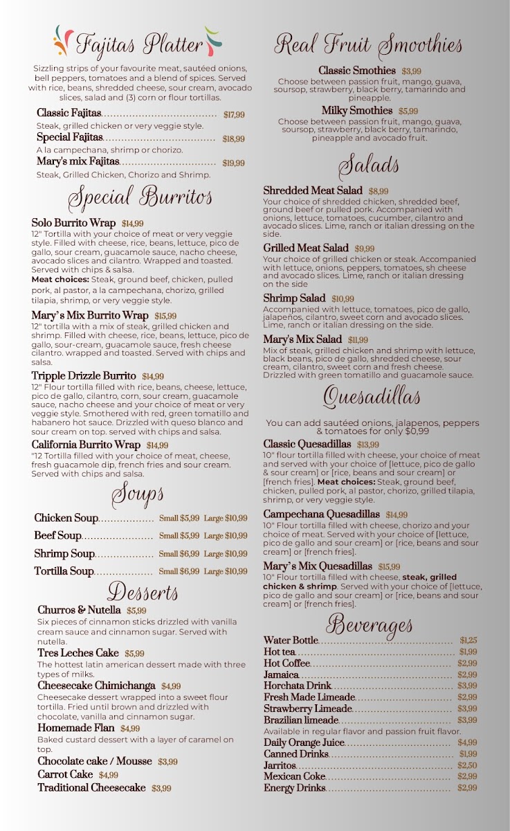 Mary's Flavory Cuisine Photo Menu 2