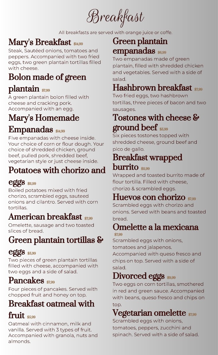 Mary's Flavory Cuisine Photo Menu 3