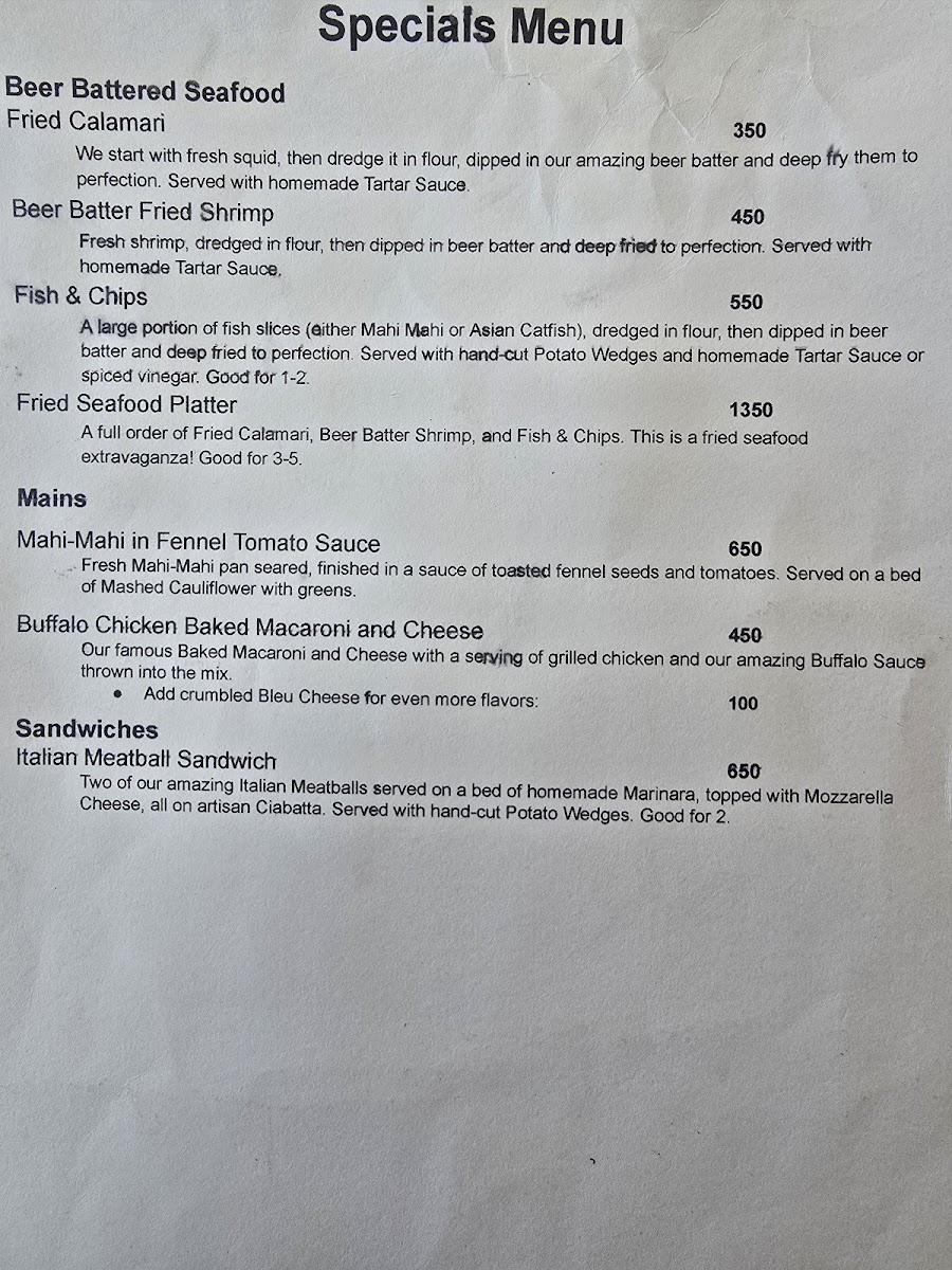 Smoke Bar and Restaurant Photo Menu 1